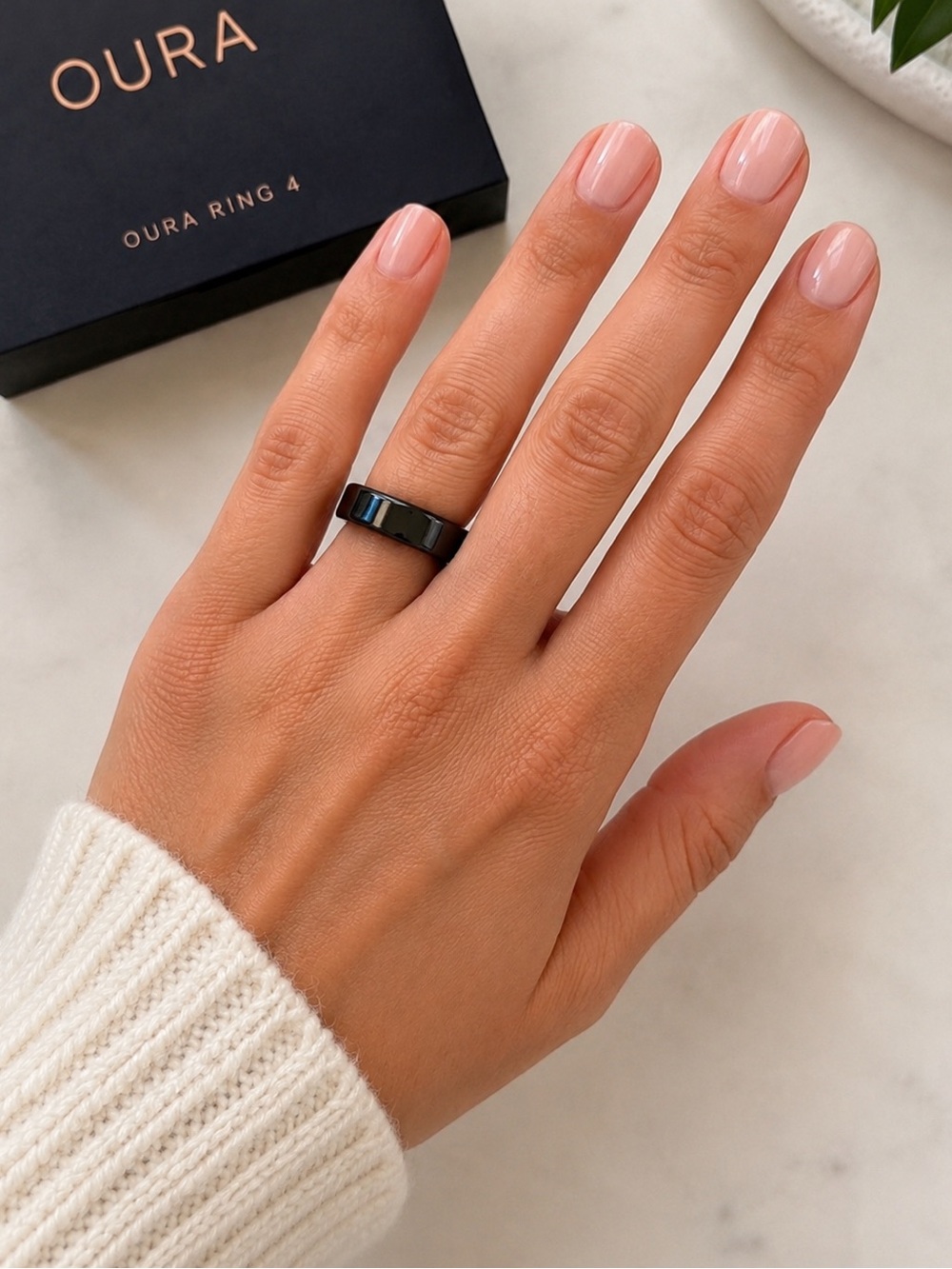 Oura Black Ceramic Ring for Women - Polished Black Band